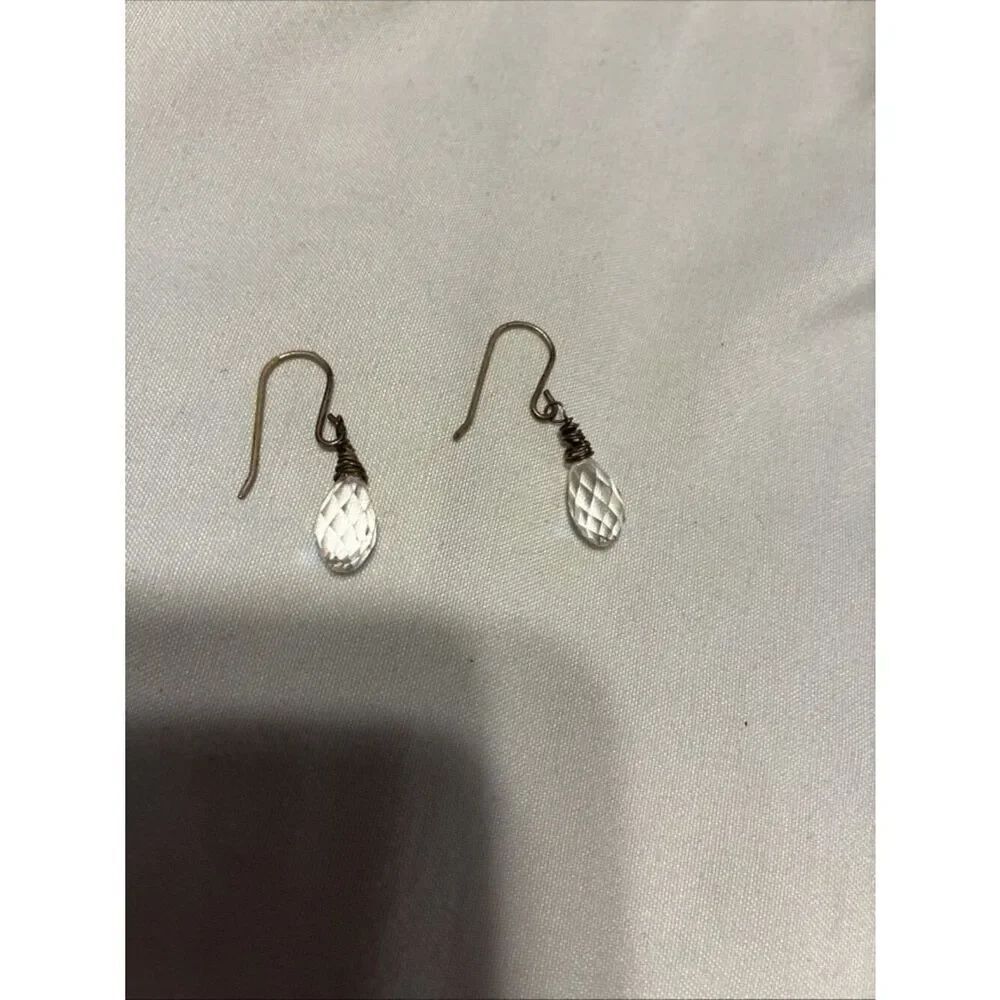 Clear Crystal Tear Drop Silver Earrings